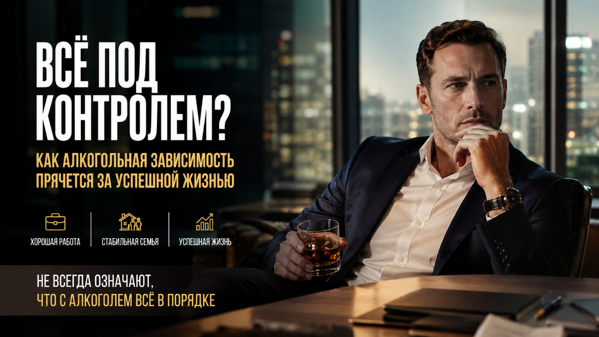 Всё под контролем? Как алкогольная зависимость прячется за успешной жизнью