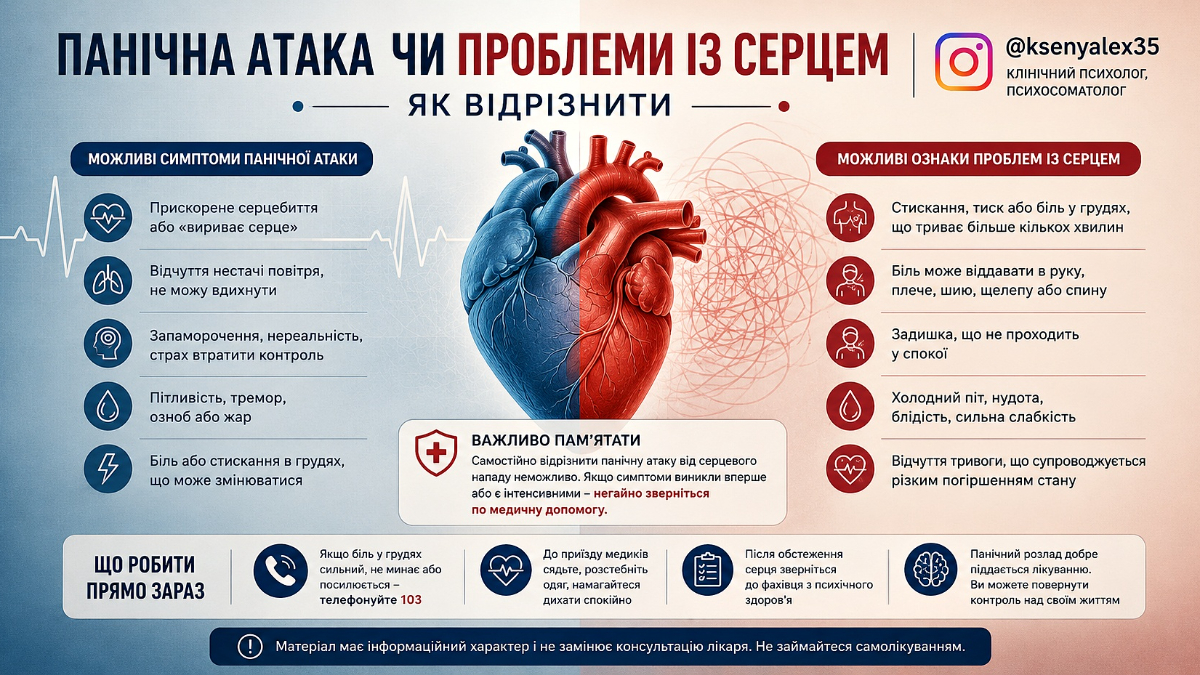 Панічна атака чи проблеми із серцем як відрізнити